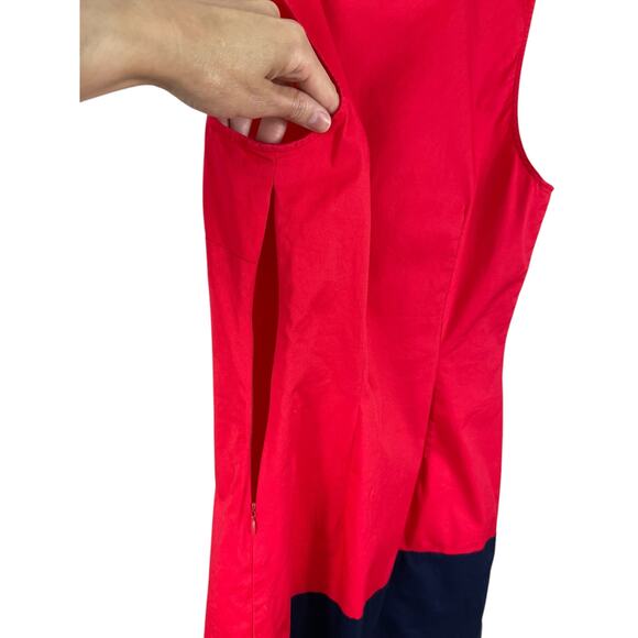 Sail To Sable STS Sleeveless Classic Tunic Cotton Poplin Dress Navy/Red Sz XS - Picture 5 of 7